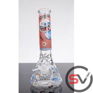 RICK AND MORTY MR MEESEEKS GLASS BEAKER 8inch (GLOW IN DARK)